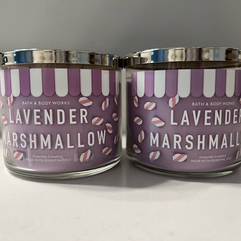 Bath and Body Works Lavender Marshmallow 3 Wick Candles